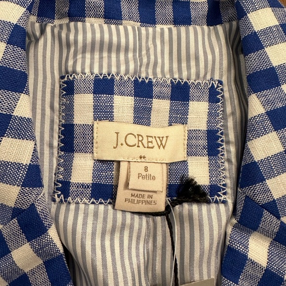 J. Crew Gingham Linen Schoolboy Blazer Jacket Sz 8 Petite - Picture 11 of 15